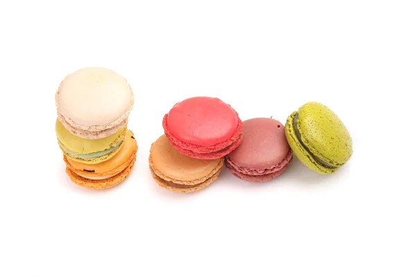 Colorful macaroon in close up isolated on white background — Stock Photo, Image