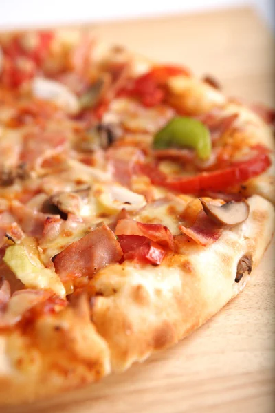 Pizza ham and mushroom isolated in white background — Stock Photo, Image