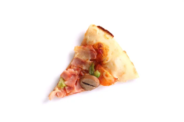 Pizza jambon et champignon isolé en fond blanc — Photo