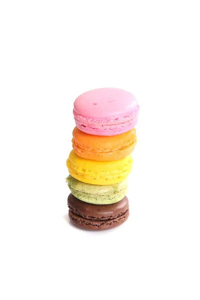 Colorful Macaron in close up isolated on white background — Stock Photo, Image