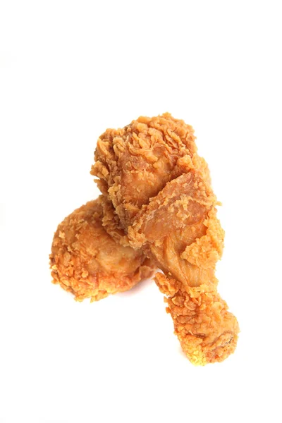 Stekt kyckling isolerade i vit bakgrund — Stockfoto