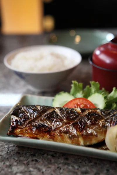 Grill Mackarel pescado comida japonesa —  Fotos de Stock