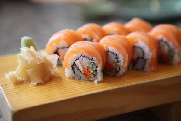 Salmon sushi rolls — Stock Photo, Image