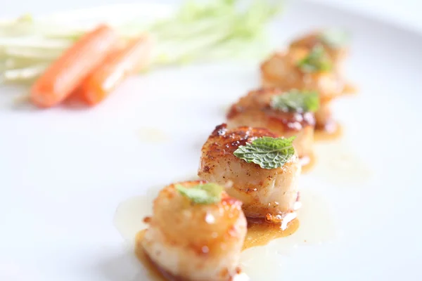 Close up of pan seared sea scallops — Stock Photo, Image