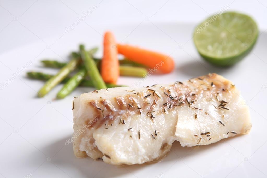 Grilled cod fish steak ⬇ Stock Photo, Image by © piyato 32018481