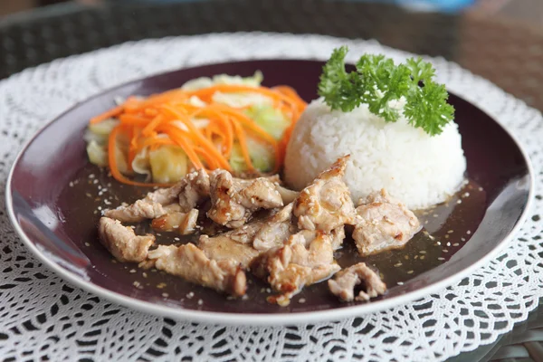 Fry pork with rice — Stock Photo, Image