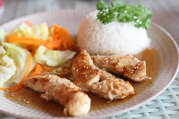 Chicken teriyaki with rice — Stock Photo, Image