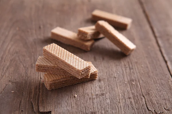 Wafers on wood background — Stock Photo, Image