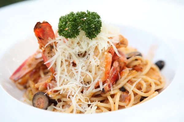Spaghetti krewetki — Zdjęcie stockowe