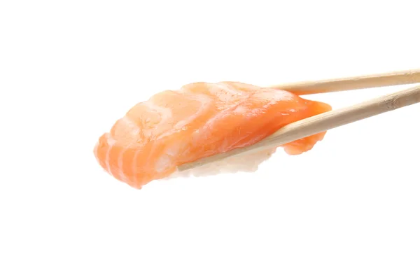 Zalmsushi geïsoleerd op witte achtergrond — Stockfoto