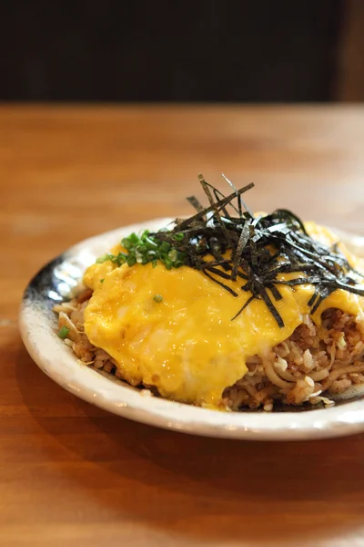 Fried rice japanese style , omu soba meshi teishoku — Stock Photo, Image