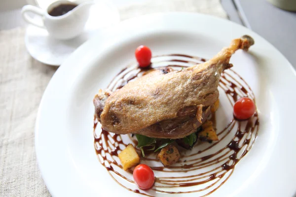 Duck confit , Roasted duck with blueberry sauce — Stock Photo, Image