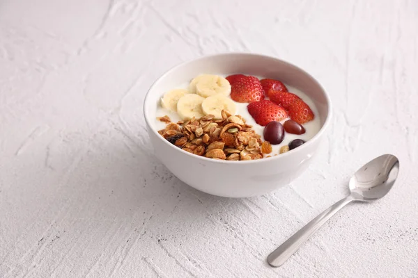 Bowl Granola Cereal Yogurt Berries Isolated White Background — Stock Photo, Image