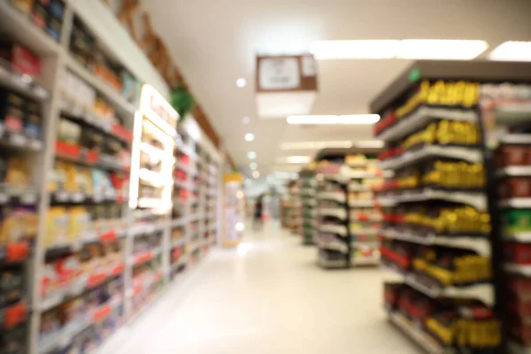 Rozmycie Tła Rozmycie Wewnątrz Sklep Supermarket — Zdjęcie stockowe