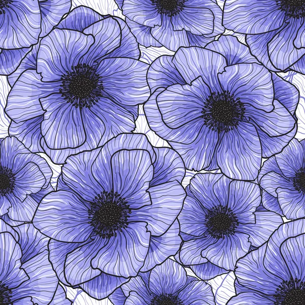 Wzór Wektor Anemones Wildflower Graphic Flowers Anemon Kwiatowe Kwiaty Botaniczne — Wektor stockowy