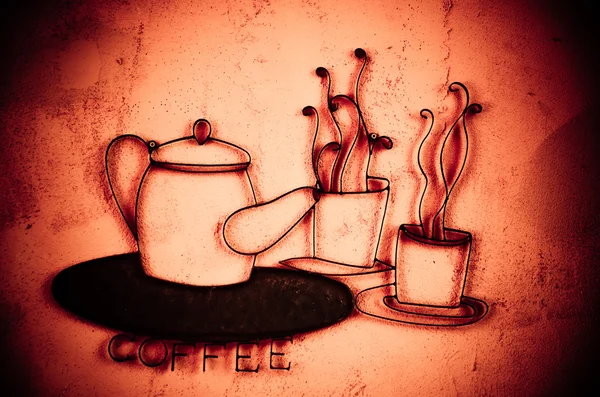 Coffee sign on brick wall — Stock Photo, Image