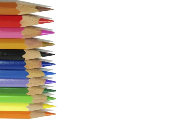 Lápis de lápis de cor isolados sobre fundo branco — Fotografia de Stock