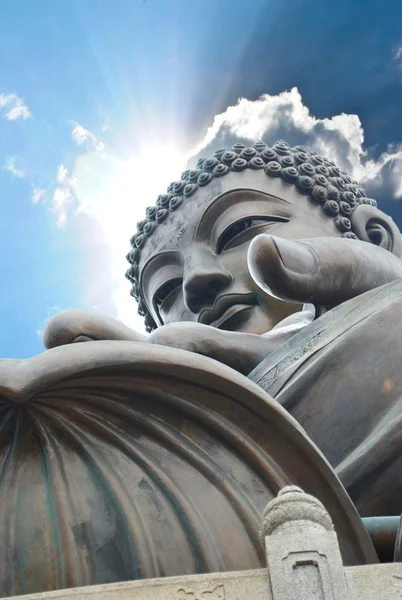Giant Budda siedzący na lotusl. hong kong — Zdjęcie stockowe