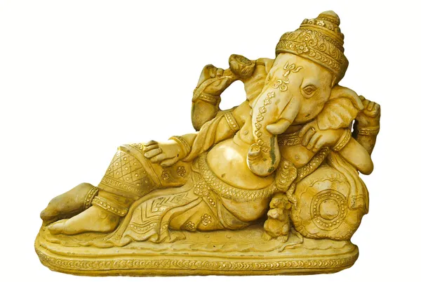 Dios hindú dorado Ganesh sobre un fondo blanco —  Fotos de Stock