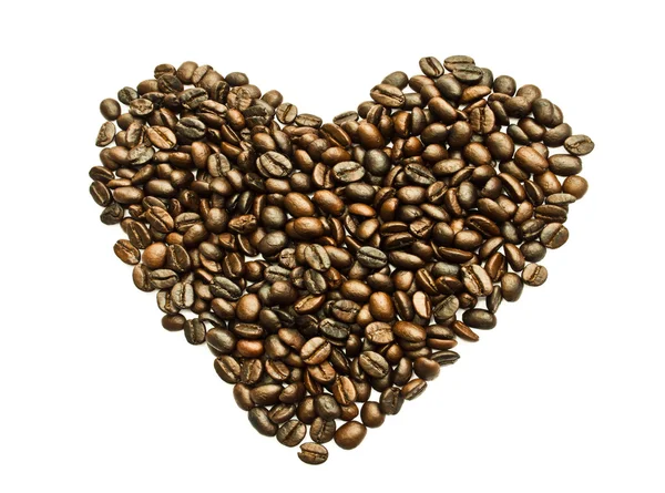 Coffee beans heart on white background — Stock Photo, Image