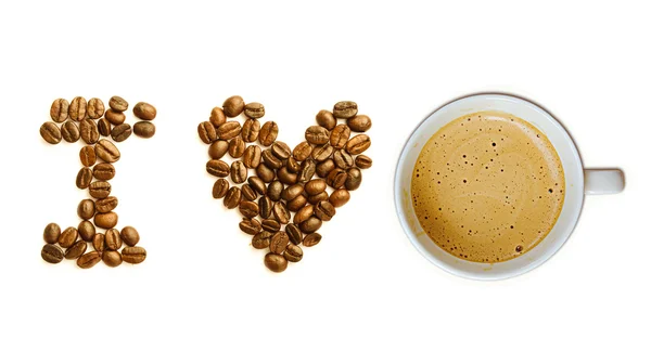 Ich liebe Kaffee isoliert auf weißem Hintergrund — Stockfoto