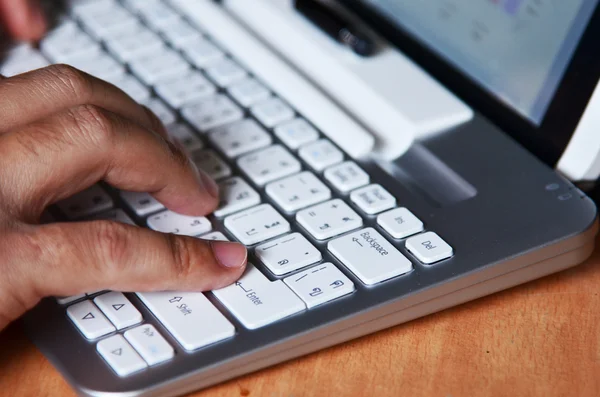 Close-up of typing male hands — Stock Photo, Image