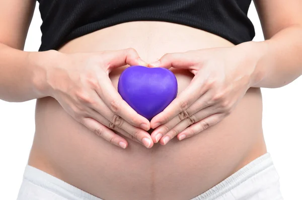 Pregnant women with the red  heart — Stock Photo, Image