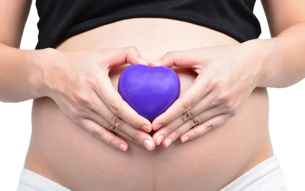 Donne incinte con il cuore rosso — Foto Stock