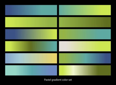 Pastel renk gradyan koleksiyonu. Vektör illüstrasyonu.