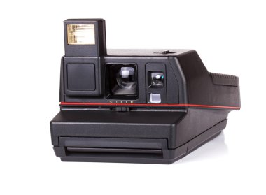 Beyaz arka plan üzerinde izole eski polaroid fotoğraf makinesi