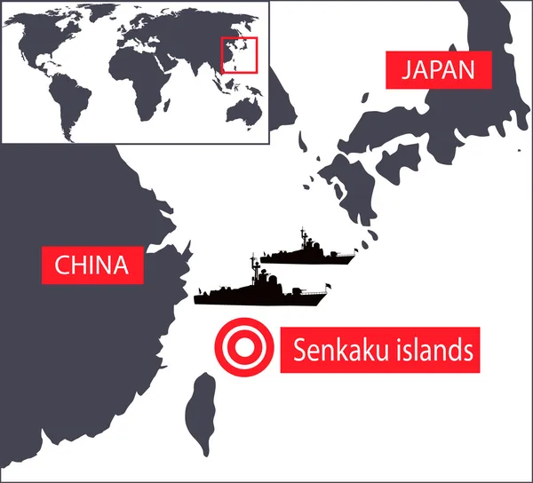 Mapa de Senkaku — Vetor de Stock