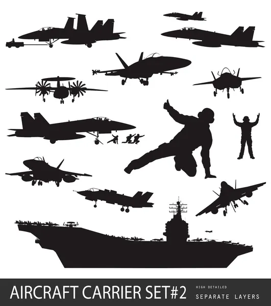 Naval aviation silhouettes — Stock Vector