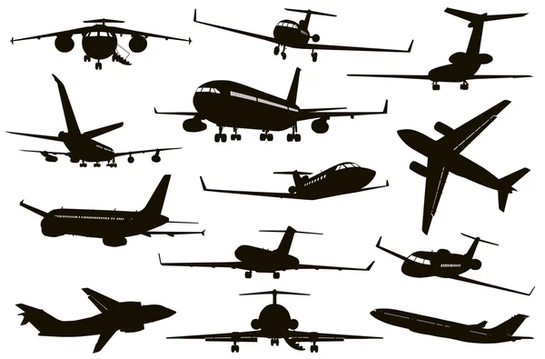 Aircraft silhouettes set — Stock Vector