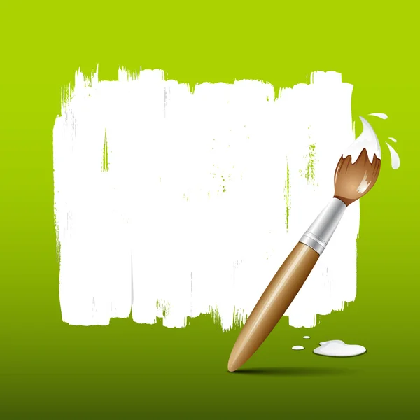 Pintura pincel fondo verde — Vector de stock