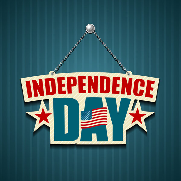 Independence day American signs hanging with chain Stock Illustration