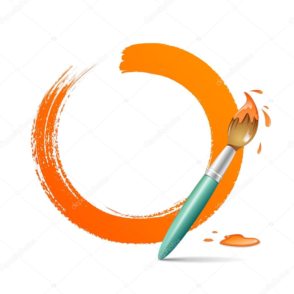 Paint brush. paint circle orange background — Stock Vector © Sarunyu