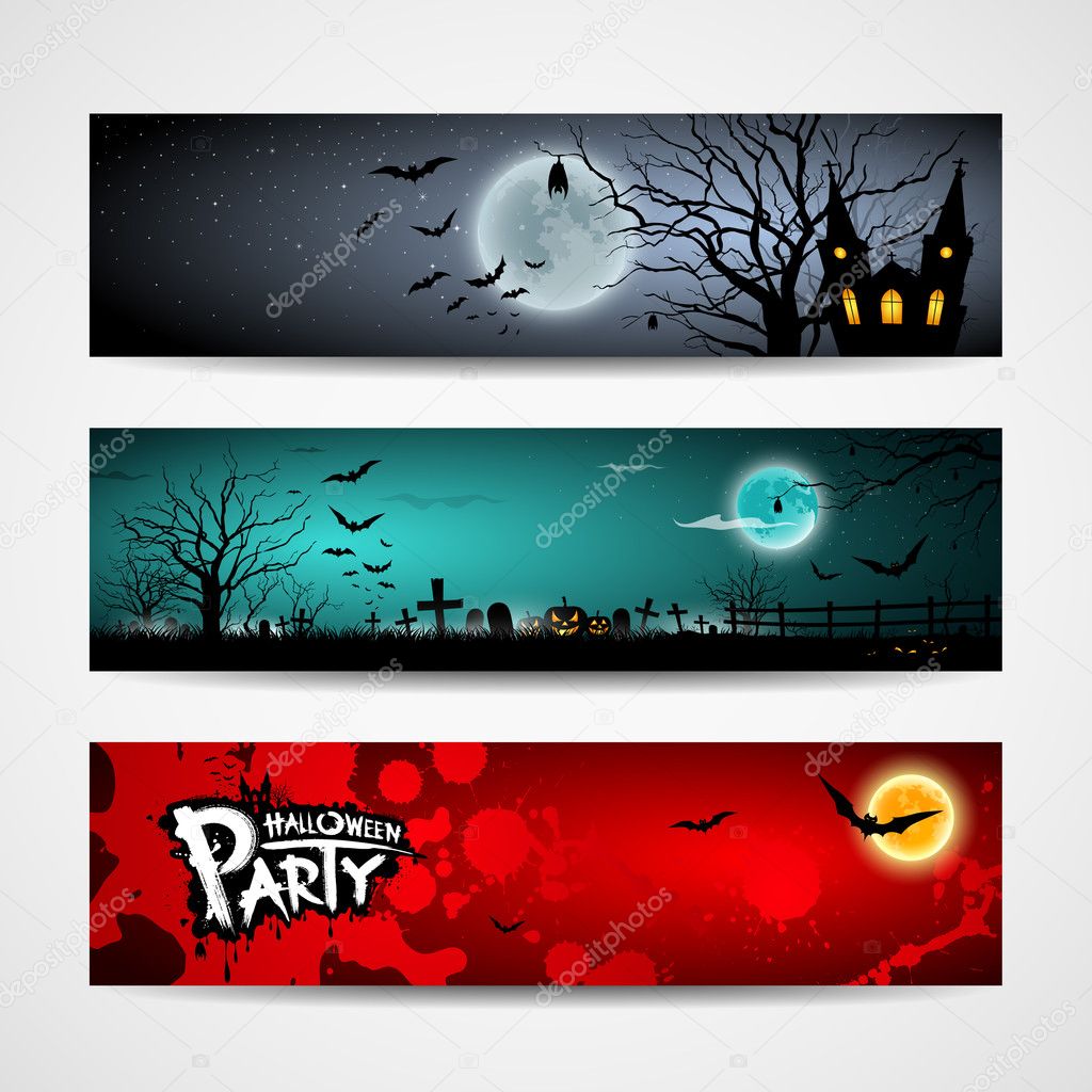 Happy Halloween day banner design background set