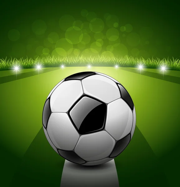 Pallone da calcio su sfondo erba — Vettoriale Stock