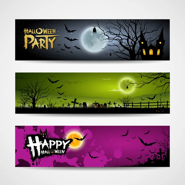 Halloween banners instellen ontwerp achtergrond — Stockvector