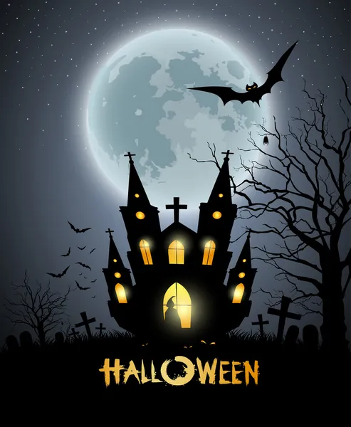 Gelukkig halloween party huis eng achtergrond — Stockvector