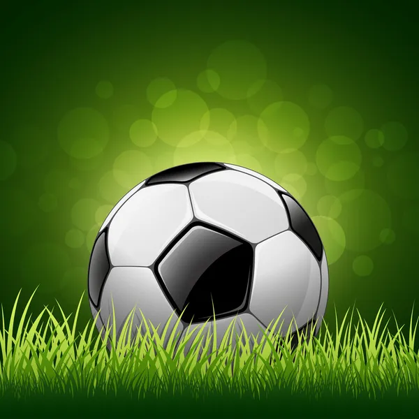 Soccer ball on green grass background — Stock Vector