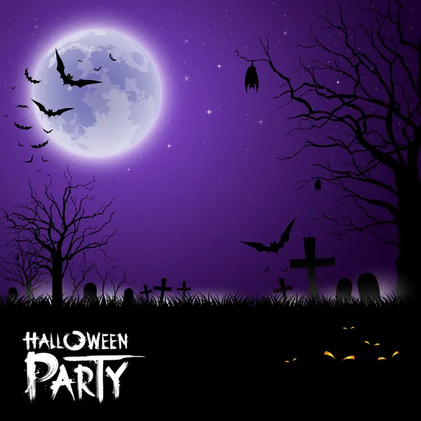 Feliz Halloween assustador no fundo roxo — Vetor de Stock