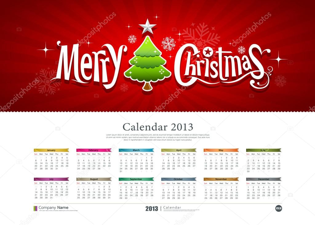 Calendar 2013 Merry christmas background