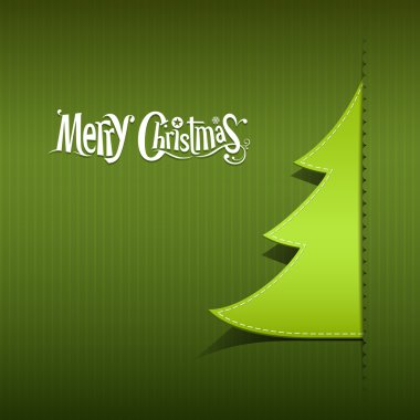 Merry christmas kağıt yeşil ağaç tasarım