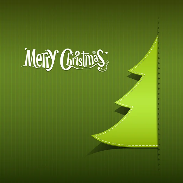 Feliz Navidad papel árbol verde diseño — Vector de stock