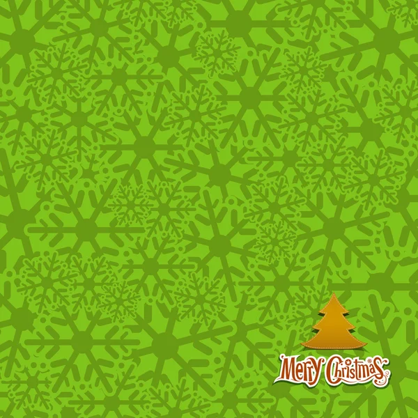 Desenho de textura de flocos de neve em fundo verde — Vetor de Stock