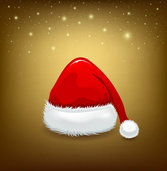 帽子上金黄背景红色圣诞老人 — 图库矢量图片