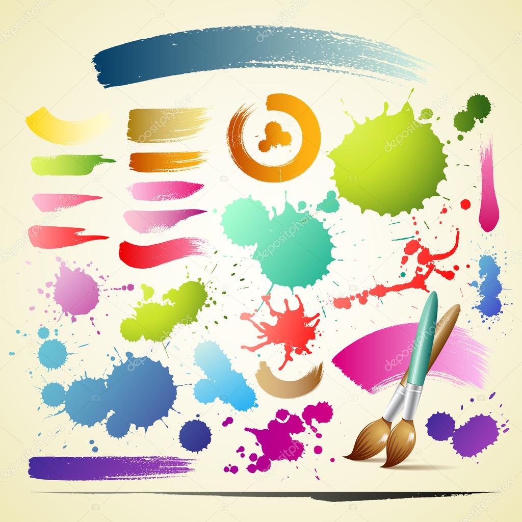 Paint brush colorful watercolor collections background