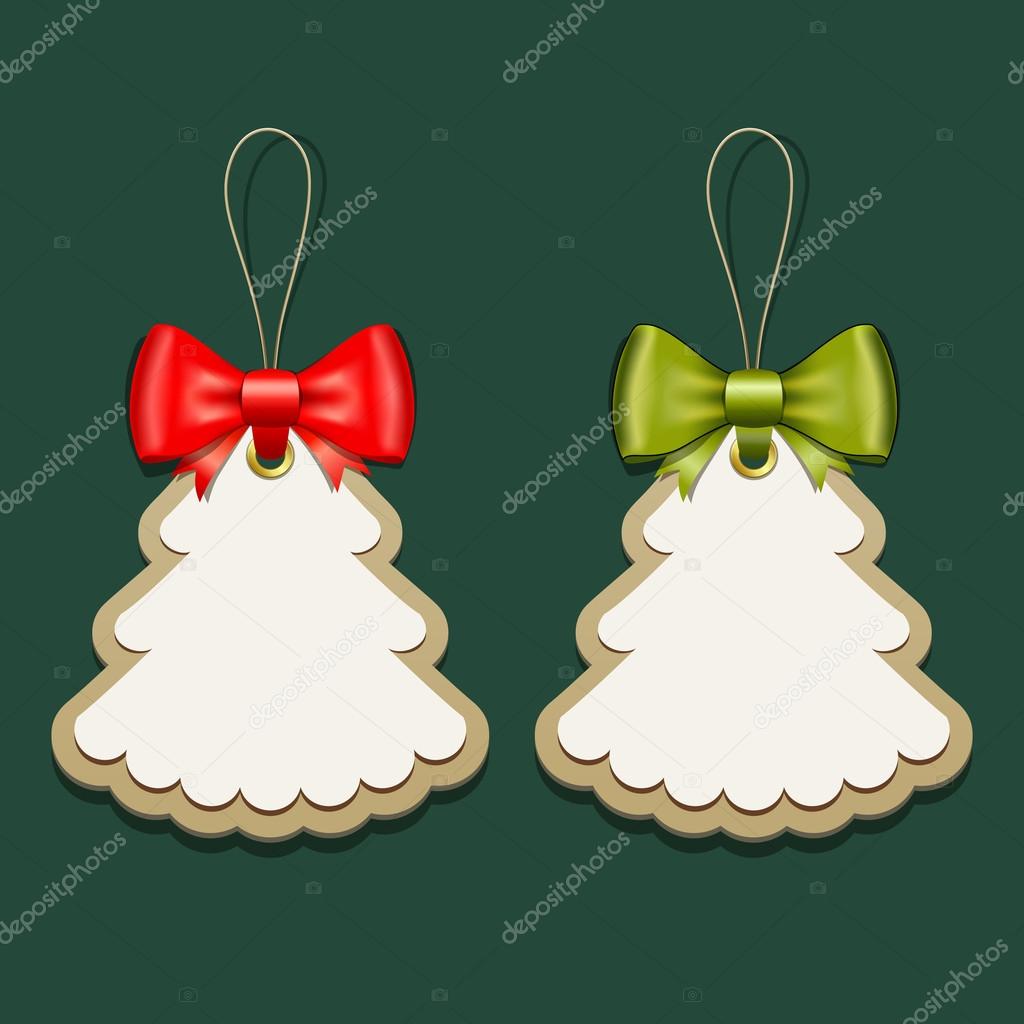 Label paper and ribbons Merry Christmas design