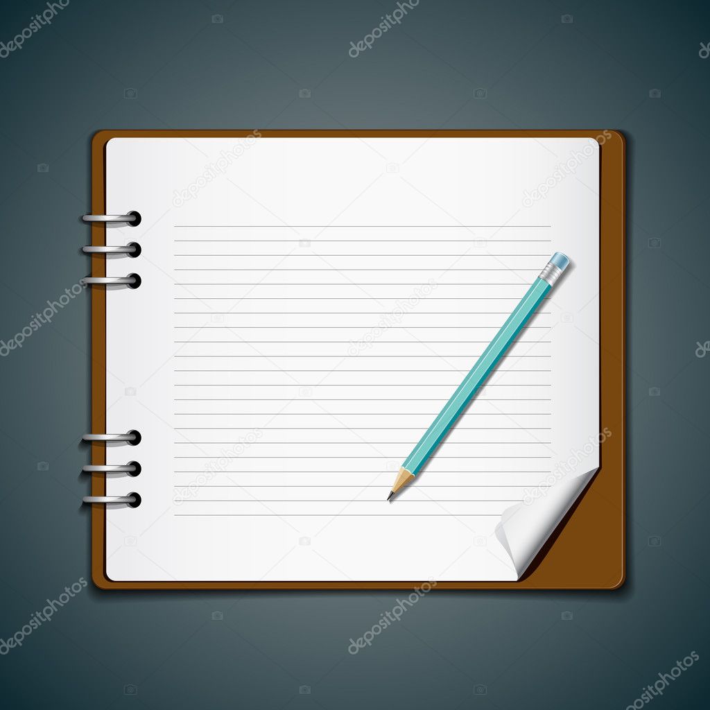 Diary note book and blue pencil for business